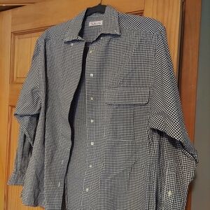 Talbots Womens Black and White Gingham Button-Down Shirt Size Medium